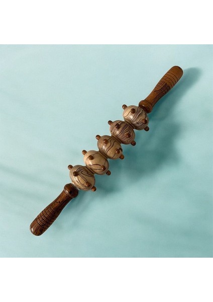 5 Başlıklı Ahşap Merdaneli Vücut Masaj Aleti 37 cm