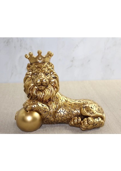 Polyester Dekoratif Taçlı Aslan Figürü Alk2575