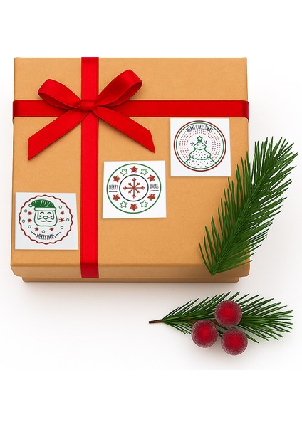 Yılbaşı Temalı Karışık Model 24’lü Kare Etiket Seti 42X42 mm – Merry Christmas Sticker Beyaz fiyatları