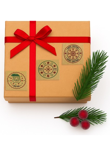 Yılbaşı Temalı Karışık Model 24’lü Orjinal Kraft Etiket Seti 42X42 mm – Merry Christmas Sticker fiyatları