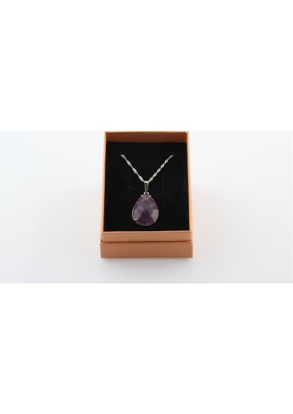 Renkli Ametist Kolye Ucu Gümüş Zincir Hediye Pirinç Çerçeve fiyatları