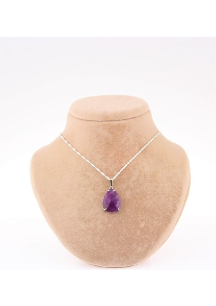 Renkli Ametist Kolye Ucu Gümüş Zincir Hediye Pirinç Çerçeve modelleri