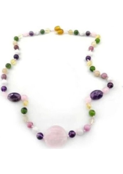 Çok Renkli Doğal Taşlı Renkli Kolye, Şık ve Enerjik Takı