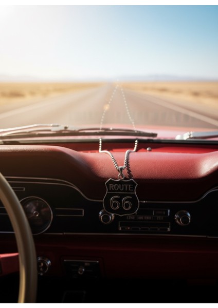 316 L Route 66 Sembol Çelik Kolye, Unisex, Kararmayan, 33 cm Zincir fırsatları