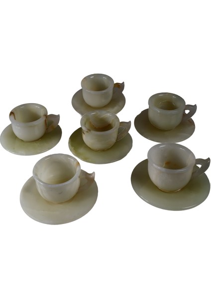 Doğal Oniks Taşı Türk Kahvesi Fincanı Takımı, Şık ve Özel Tasarım, Beyaz