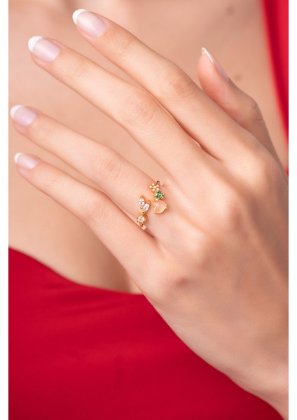 Renkli Ayarlanabilir Zarif Prenses Model Yüzük, Şık Takı Seçeneği