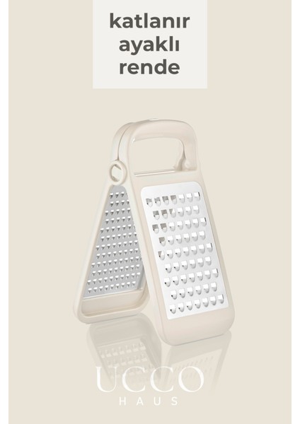 Katlanır Ayaklı Beyaz Rende Çift Yüzlü Paslanmaz Çelik Güvenli Kullanım Pratik Mutfak Rendesi