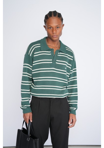 Polo Yaka Desenli Triko Kazak