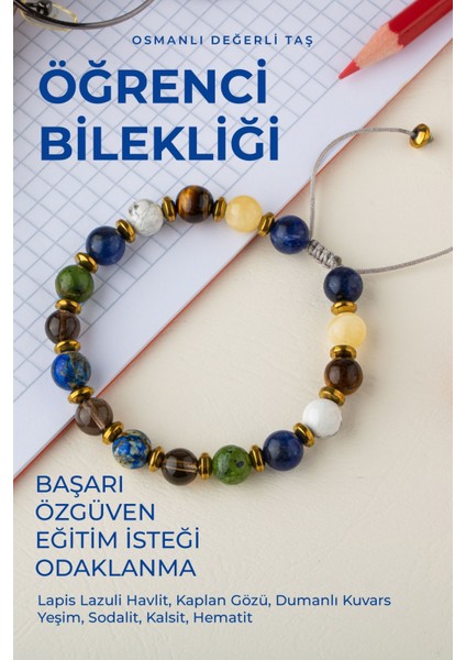 Renkli Doğal Taş Bileklik, Odak ve Başarı Destekli Şık Takı