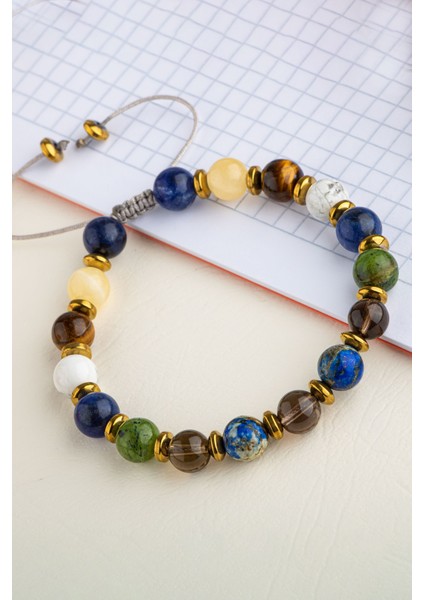 Renkli Doğal Taş Bileklik, Odak ve Başarı Destekli Şık Takı fırsatları