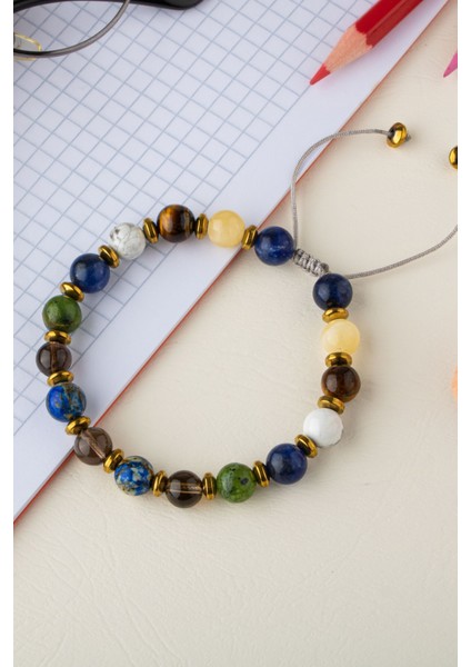 Renkli Doğal Taş Bileklik, Odak ve Başarı Destekli Şık Takı indirimleri