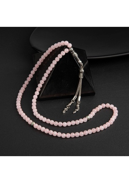 Pembe Kuvars Doğal Taş Tesbih 99’luk, 6mm, Şık ve Hafif Takım Seçeneği