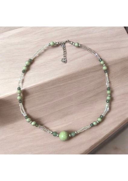 Yeşil Doğal Taşlı Kadın Kolye, Şık ve Zarif Takı Seçeneği