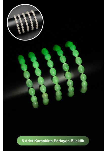 Parlayan Yeşil Kedigözü Toz Kehribar Bileklik Seti, 5'li Paket