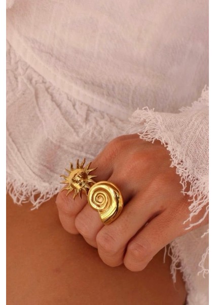 Çok Renkli Salyangoz Tasarımlı Şık Yüzük modelleri