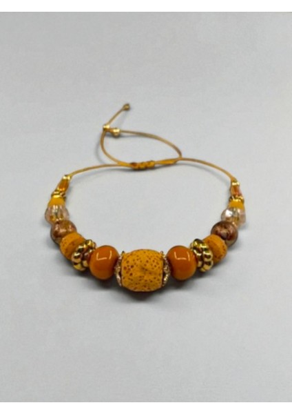 Turuncu Renkli Boncuklu Ayarlanabilir Bileklik, Etnik ve Otantik Takı modelleri