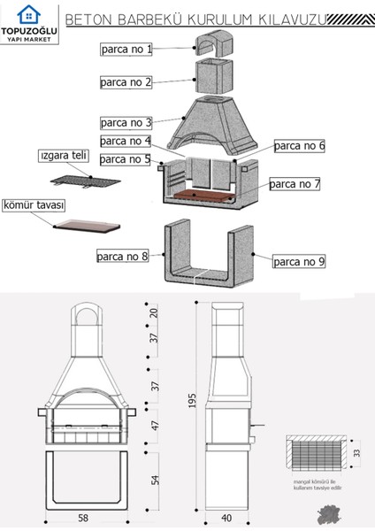 Hazır Beton Barbekü 70 lik fiyatları
