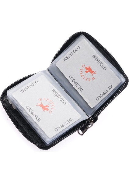 Hakiki Deri Bol Şeffaf Kart Bölmeli Fermuarlı Unisex Cüzdan - Siyah fırsatları