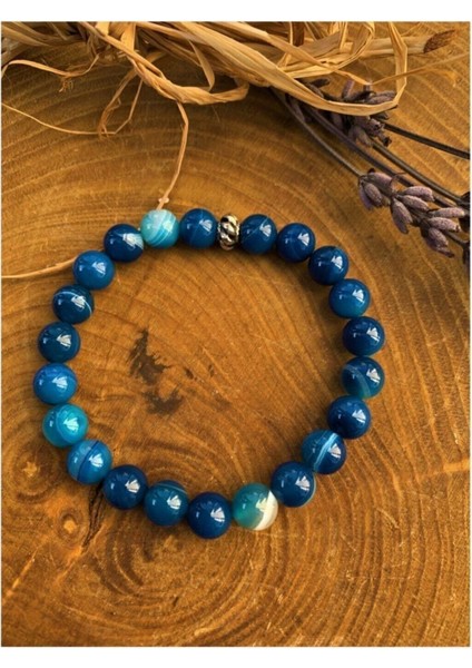 8 mm Doğaltaş Mavi Akik Bileklik, Şık ve Enerjik Takı Seçeneği fiyatları