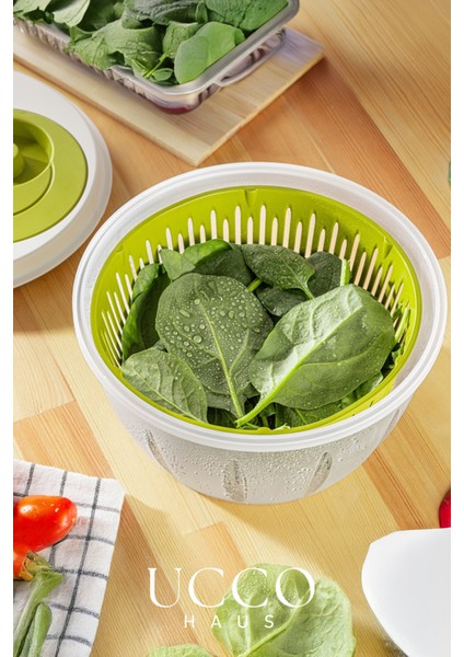 Yeşil Pratik Salata Kurutucu Sebze Kurutma Kabı Süzgeçli Dönme Mekanizmalı Mutfak Yardımcısı modelleri