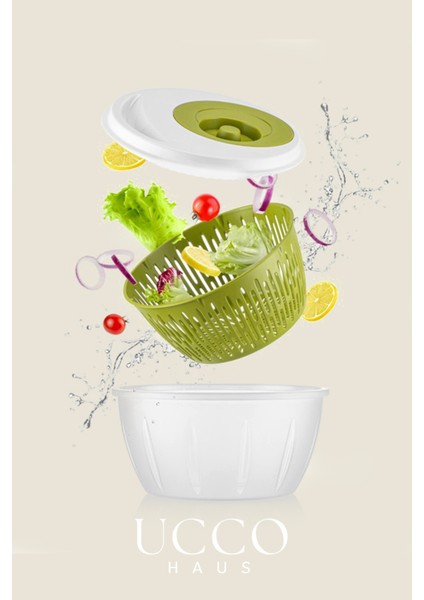 Yeşil Pratik Salata Kurutucu Sebze Kurutma Kabı Süzgeçli Dönme Mekanizmalı Mutfak Yardımcısı fırsatları