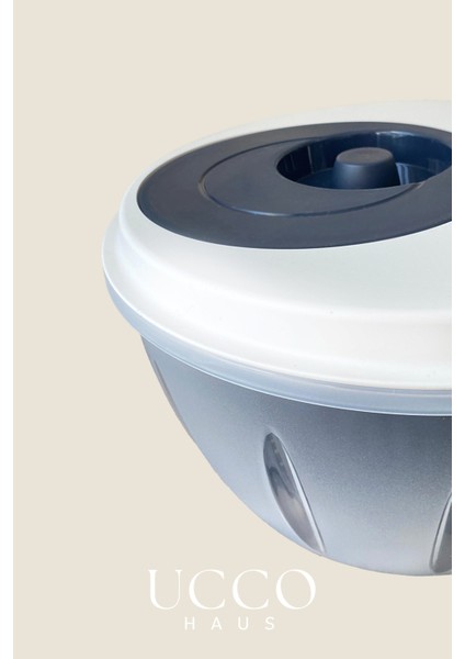 Indigo Pratik Salata Kurutucu Sebze Kurutma Kabı Süzgeçli Dönme Mekanizmalı Mutfak Yardımcısı