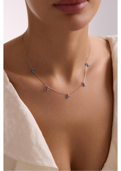 925 Ayar Gümüş Rodyum Kaplama Aquamarin Taşlı Kelebek Kolye indirimleri