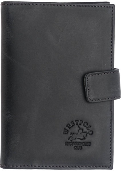 Hakiki Eskitme Deri Patlı ve Bol Kart Bölmeli Unisex Portföy Cüzdan - Antrasit indirimleri