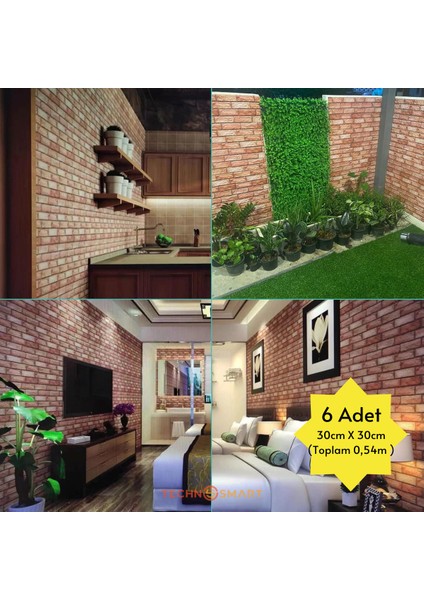 30X30CM 6'lı Renkli 3D Yapışkan Duvar Kaplama, Mutfak ve Banyo Için Ideal modelleri