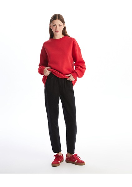 Yeni Sezon Beli Lastikli Slouchy Fit Kadın Jean Pantolon