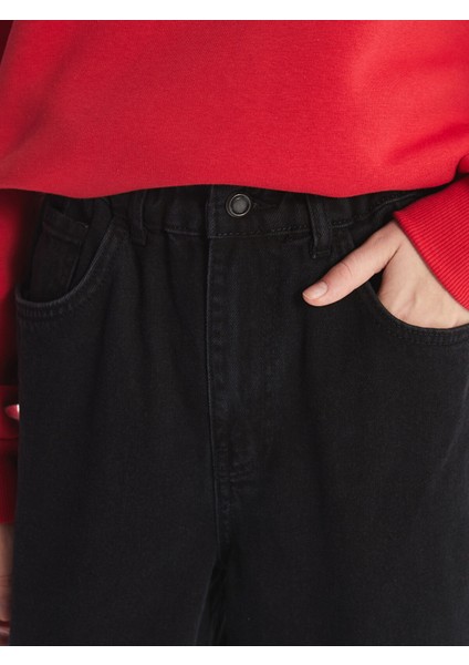 Yeni Sezon Beli Lastikli Slouchy Fit Kadın Jean Pantolon modelleri