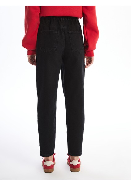 Yeni Sezon Beli Lastikli Slouchy Fit Kadın Jean Pantolon fırsatları