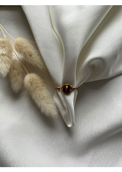 El Yapımı Kaplangözü Taşı Ayarlanabilir Tel Yüzük, Şık ve Doğal Tasarım.