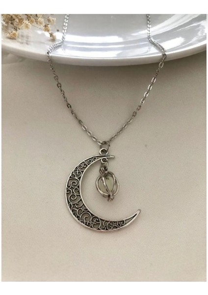Fosforlu Doğal Taş Ay Hilal Kolye, Gece Parlayan Şık Takı. fiyatları