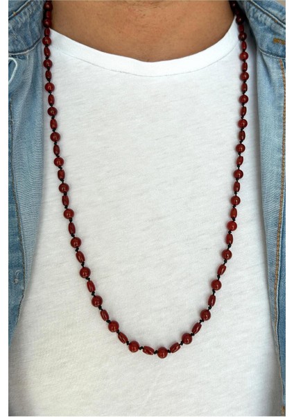 Doğal Akik Taşlı Uzun Unisex Kolye, 70-80 Cm, Kahverengi, Şık ve Zarif Takı fiyatları