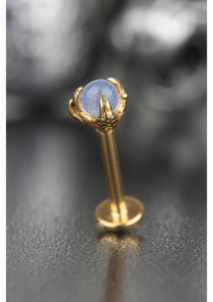 Yeni Sezon 316L Cerrahi Çelik Kıkırdak Tragus Helix Opal Taş Labret Piercing Lacivert