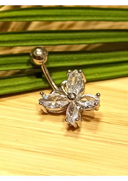 Gümüş Renk Taşlı Göbek Pirsıng fiyatları