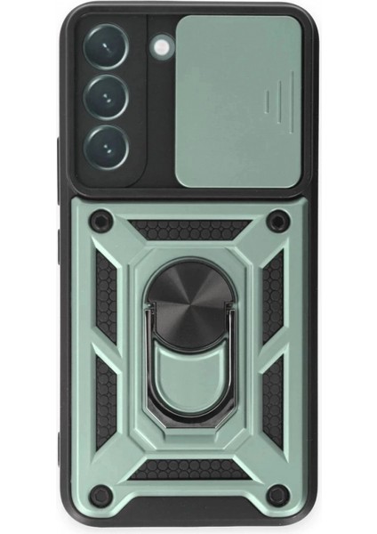 Samsung Galaxy S24 Kılıf Pars Lens Yüzüklü Silikon - Yeşil