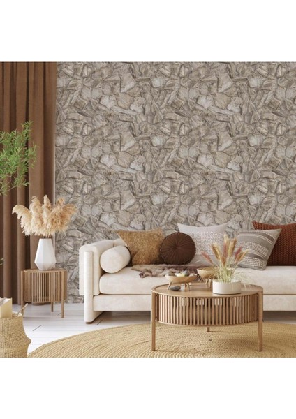 Kahverengi Kesik Taş Desenli Duvar Kağıdı 23114-2 fiyatları