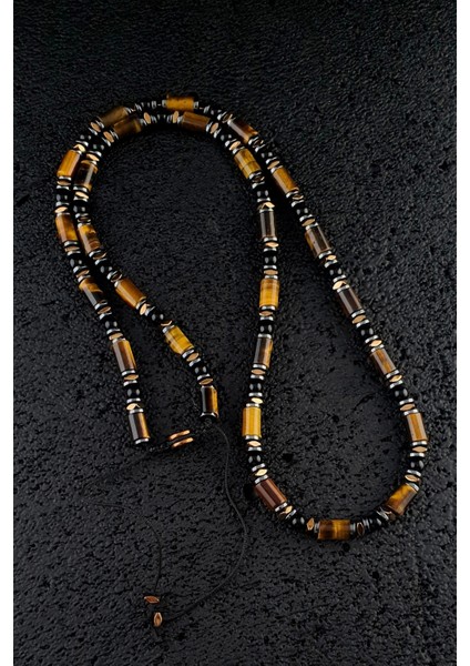 Doğal Kaplan Gözü, Akik ve Hematit Taşlı Bohem Kolye, Şık ve Özgün Tasarım modelleri