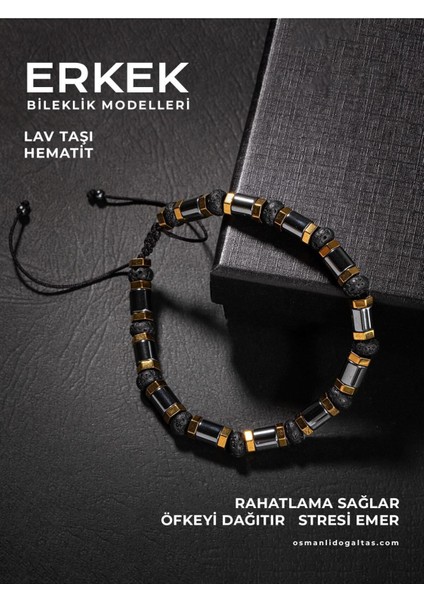 Renkli Hematit Lav Doğal Taşlı Makrome Bileklik, Şık ve Enerji Dolu Tasarım