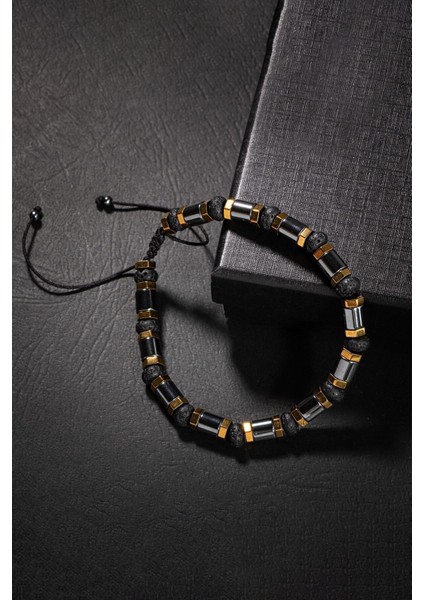 Renkli Hematit Lav Doğal Taşlı Makrome Bileklik, Şık ve Enerji Dolu Tasarım modelleri