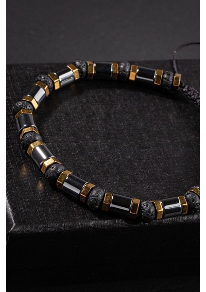 Renkli Hematit Lav Doğal Taşlı Makrome Bileklik, Şık ve Enerji Dolu Tasarım fırsatları