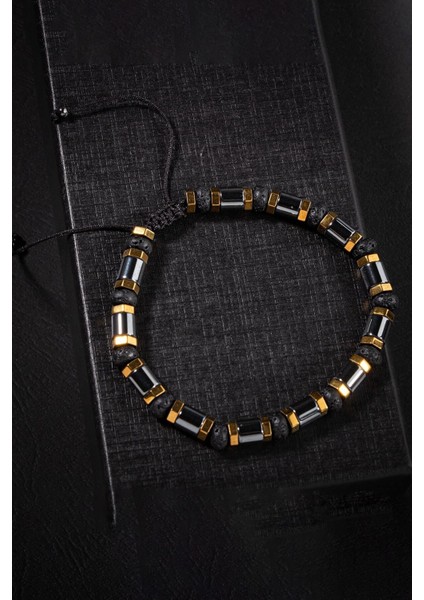 Renkli Hematit Lav Doğal Taşlı Makrome Bileklik, Şık ve Enerji Dolu Tasarım indirimleri