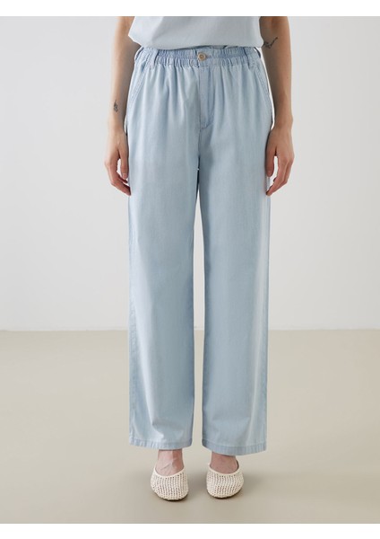 Yeni Sezon Beli Lastikli Straight Fit Kadın Jean Pantolon modelleri