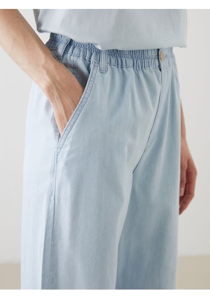 Yeni Sezon Beli Lastikli Straight Fit Kadın Jean Pantolon fırsatları