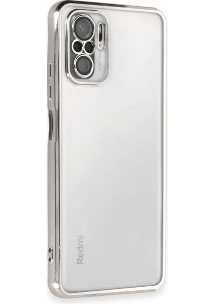 Xiaomi Redmi Note 10 Kılıf Lensli Silikon - Gümüş