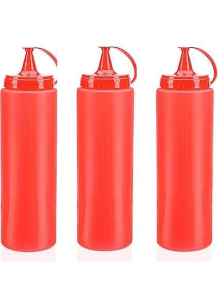 Ketçap Şişesi - 1000ML Dev Boy Kırmızı 3 Adet
