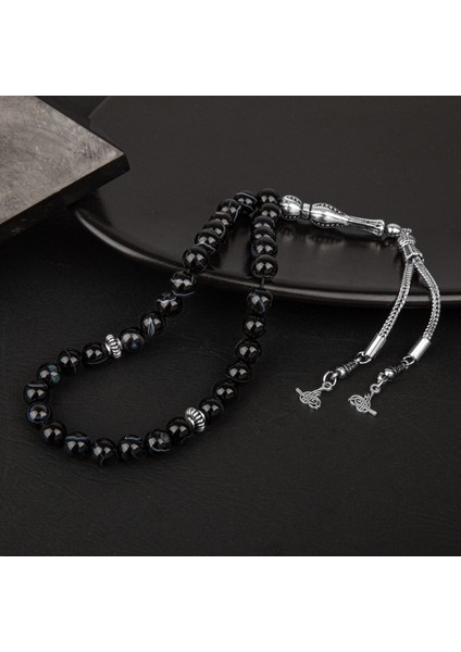 Siyah Göz Akik Doğal Taş Tesbih 33'lü 8mm, Şık ve Doğal Taş Koleksiyonu fırsatları