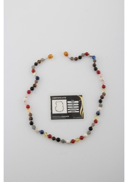 Çok Renkli Öğrenci Kolyesi, Kehribar, Akik, Lapis, Labradorit, Havlit, Pembe Kuvars, Kaplan Gözü modelleri